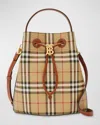 Burberry Small Check Drawstring Bucket Bag In Vntg Chkbriar Brown