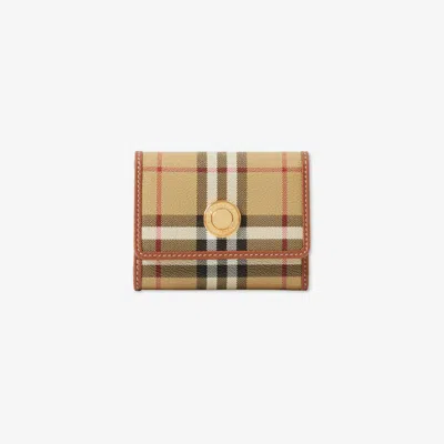 Burberry Small Check Folding Wallet In Archive Beige