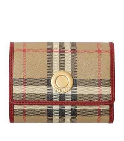 Burberry Small Check Folding Wallet In Brown