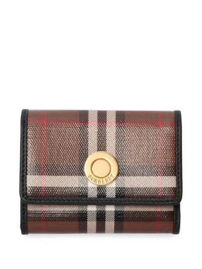 Burberry Small Check Folding Wallet In Brown