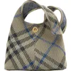Burberry Large Check Knitted Shoulder Bag In Lichen