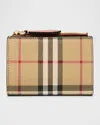 Burberry Small Check Leather Bifold Wallet In Archive Beige