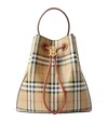 Burberry Small Check Monogram Bucket Bag In Brown