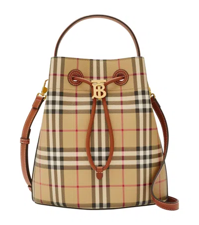BURBERRY SMALL CHECK MONOGRAM BUCKET BAG