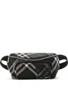 Burberry Small Check Pattern Belt Bag In Green