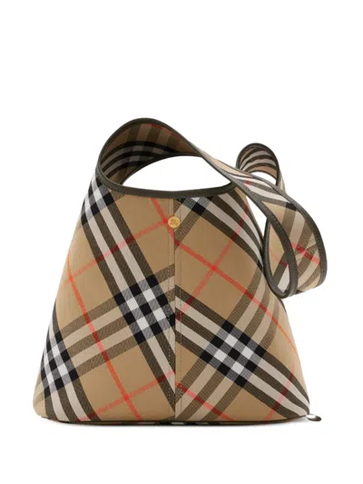 Burberry Small Check Shoulder Bag In Brown