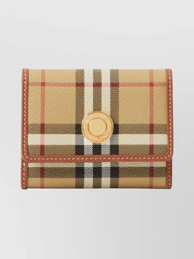 BURBERRY SMALL CHECK PATTERN TRI-FOLD WALLET