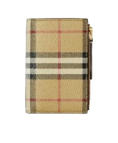 Burberry Small Check-print Bi-fold Wallet In Neutral