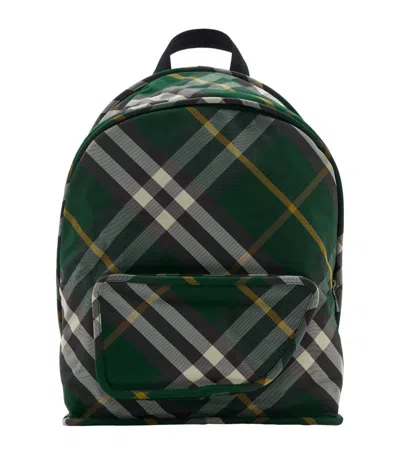 Burberry Small Check Shield Backpack In Green