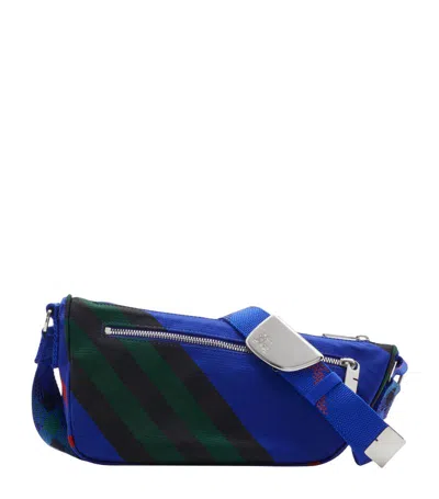 Burberry Small Check Shield Cross-body Bag In Blue