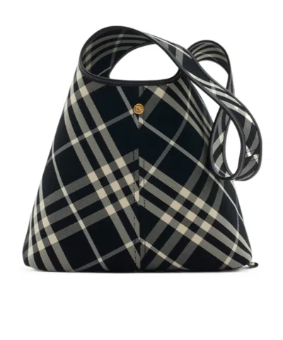 Burberry Small Check Shoulder Bag In Black