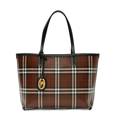Burberry Small Check Tote In Animal Print