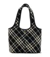 Burberry Small Check Canvas Tote Bag In Black