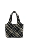Burberry Small Check Canvas Tote Bag In Black/calico
