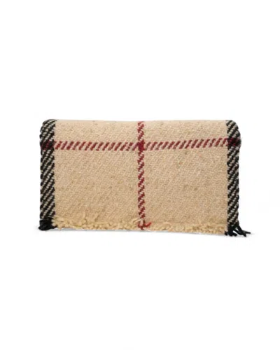 Burberry Small Check Tweed Bordeaux Clutch Bag