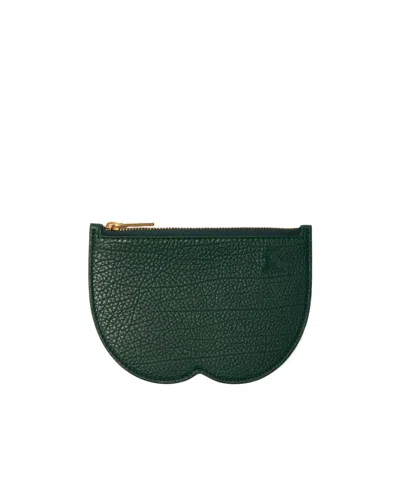 Burberry Small Chess Leather Pouch In Green