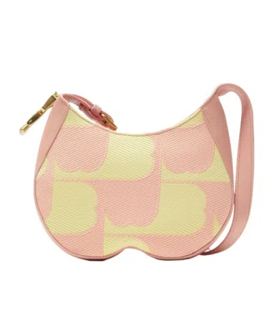 Burberry Small Chess Leather Shoulder Bag In Nude