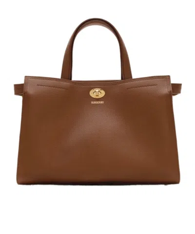 Burberry Small Cotswolds Check Tote In Brown