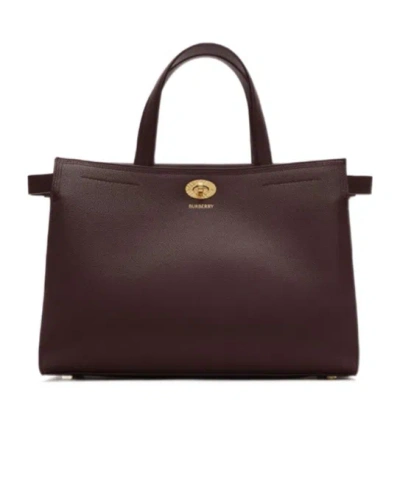 Burberry Small Cotswolds Check Tote Bag In Burgundy