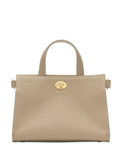 Burberry Small Cotswolds Leather Tote Bag In Neutral