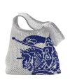 Burberry Small Crochet Equestrian Knight Design Shoulder Bag In White