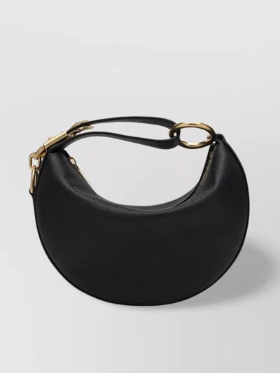 Burberry Small Curved Shoulder Bag With Adjustable Strap In Black