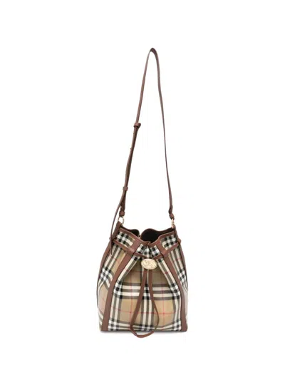 Burberry Small Drawstring Bucket Bag In Brown