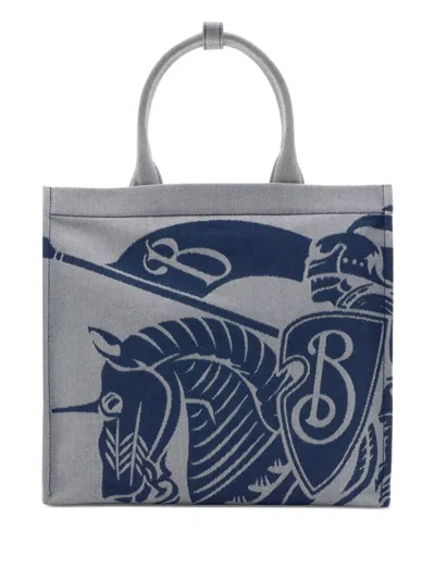 Burberry Womens Equestrian Knight Design Cotton-blend Tote Bag In Blue