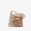 Burberry Small Ekd Crochet Tote Bag In White/sand