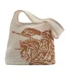 Burberry White & Tan Large Ekd Crochet Tote In White/sand