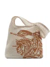 Burberry Small Ekd Crochet Tote Bag In Neutrals