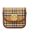Burberry Woman Printed Canvas Small Elizabeth Shoulder Bag In Brown