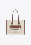 Burberry Women Two-tone Leather And Canvas Medium Freya Shopping In Cream