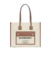 Burberry Frey Rectangular Cotton Shoulder Bag With Leather Trim In White