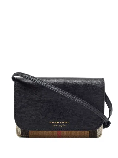 Pre-owned Burberry Small Hampshire Mega Check Cross Body Bag In Black