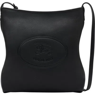 Burberry Small Highlands Leather Shoulder Bag In Black