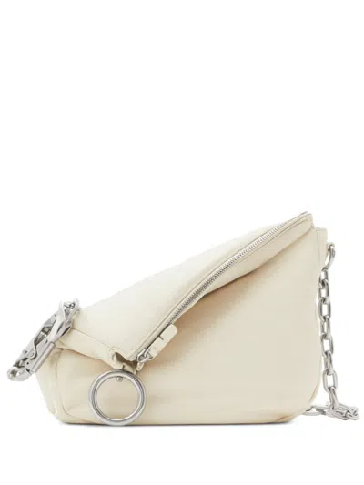 Burberry Women Knight Small Leather Shoulder Bag In White