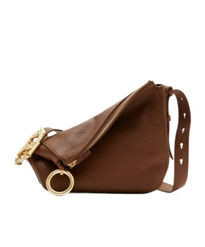 Burberry Small Knight Leather Shoulder Bag In Brown