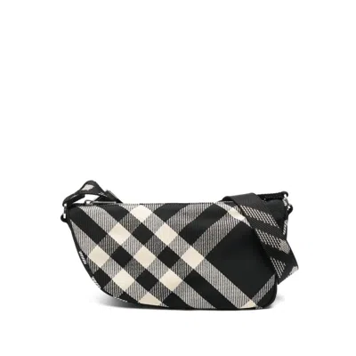 Burberry Shield Messenger Black Cotton Blend Crossbody Bag