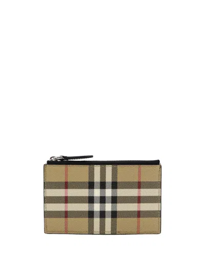 Burberry Beige Check Large Bifold Wallet In Archive Beige