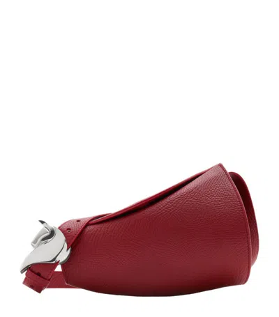 Burberry Small Horn Leather Shoulder Bag In Ruby