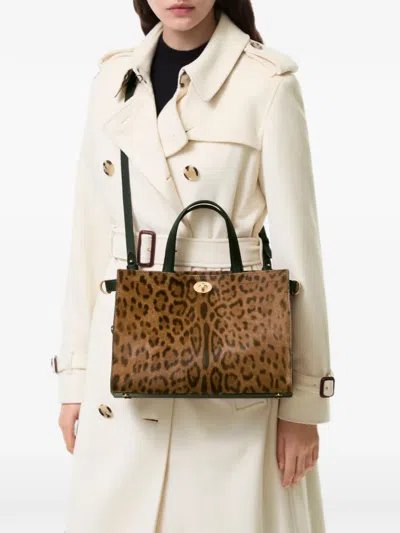 Burberry Small Leopard-print Cotswolds Tote Bag In Brown
