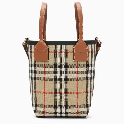 BURBERRY BURBERRY SMALL LONDON TOTE BAG IN CHECK WOMEN
