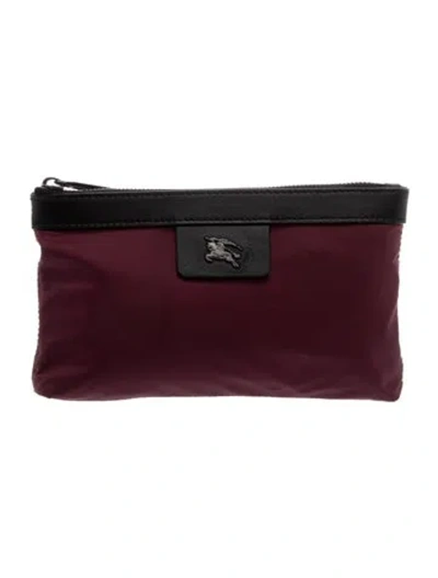 Pre-owned Burberry Small Nylon Cosmetic Pouch  W/tags In Red
