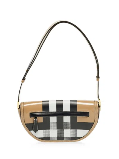 Pre-owned Burberry Small Olympia-check Shoulder Bag In Neutral