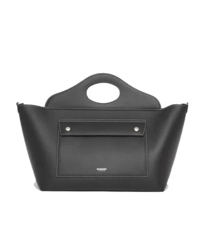 Burberry Small Pocket Tote Bag In Black