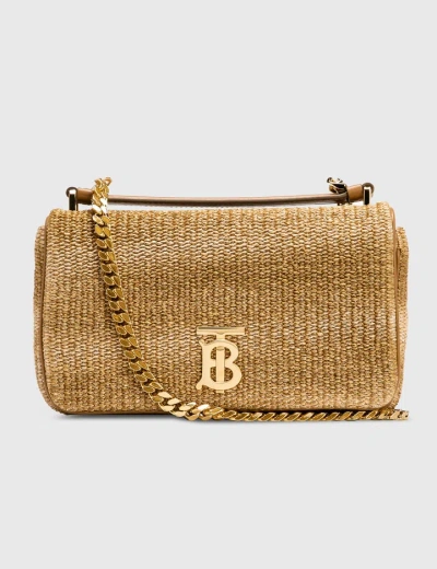 Burberry Small Raffia-effect Lola Bag In Brown