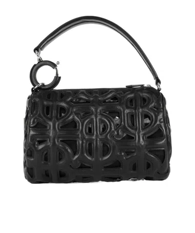Burberry Small Rhombi Quilted Monogram Shoulder Bag In Black