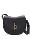 Burberry Croc-effect Leather Shoulder Bag In Black