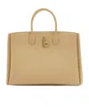 Burberry Small Calf Leather Rocking Horse Tote Bag In Nude